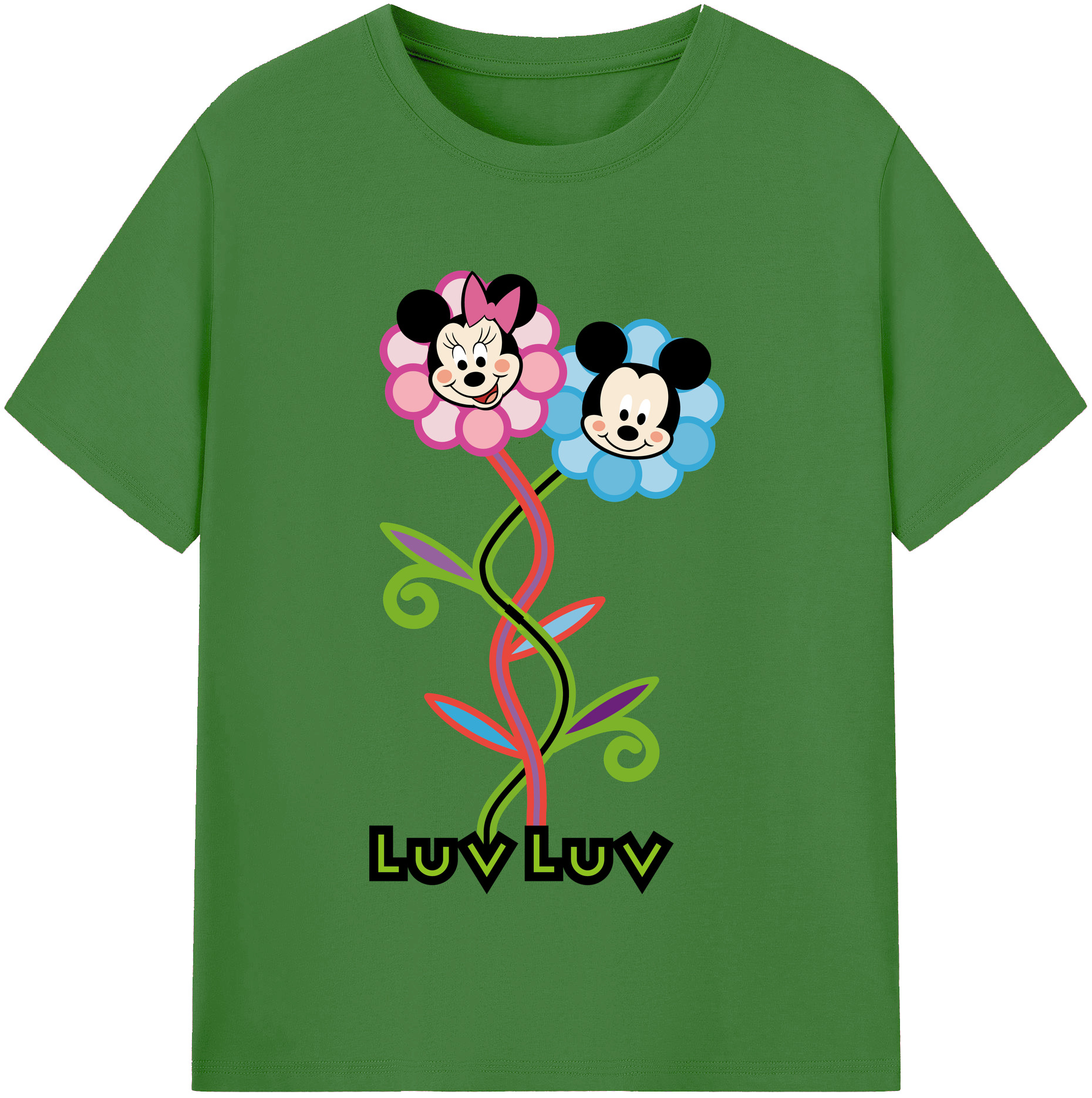 （画像用） ミッキーマウス Mickey Mouse レディースカジュアルプリントTシャツ（綿100％）
